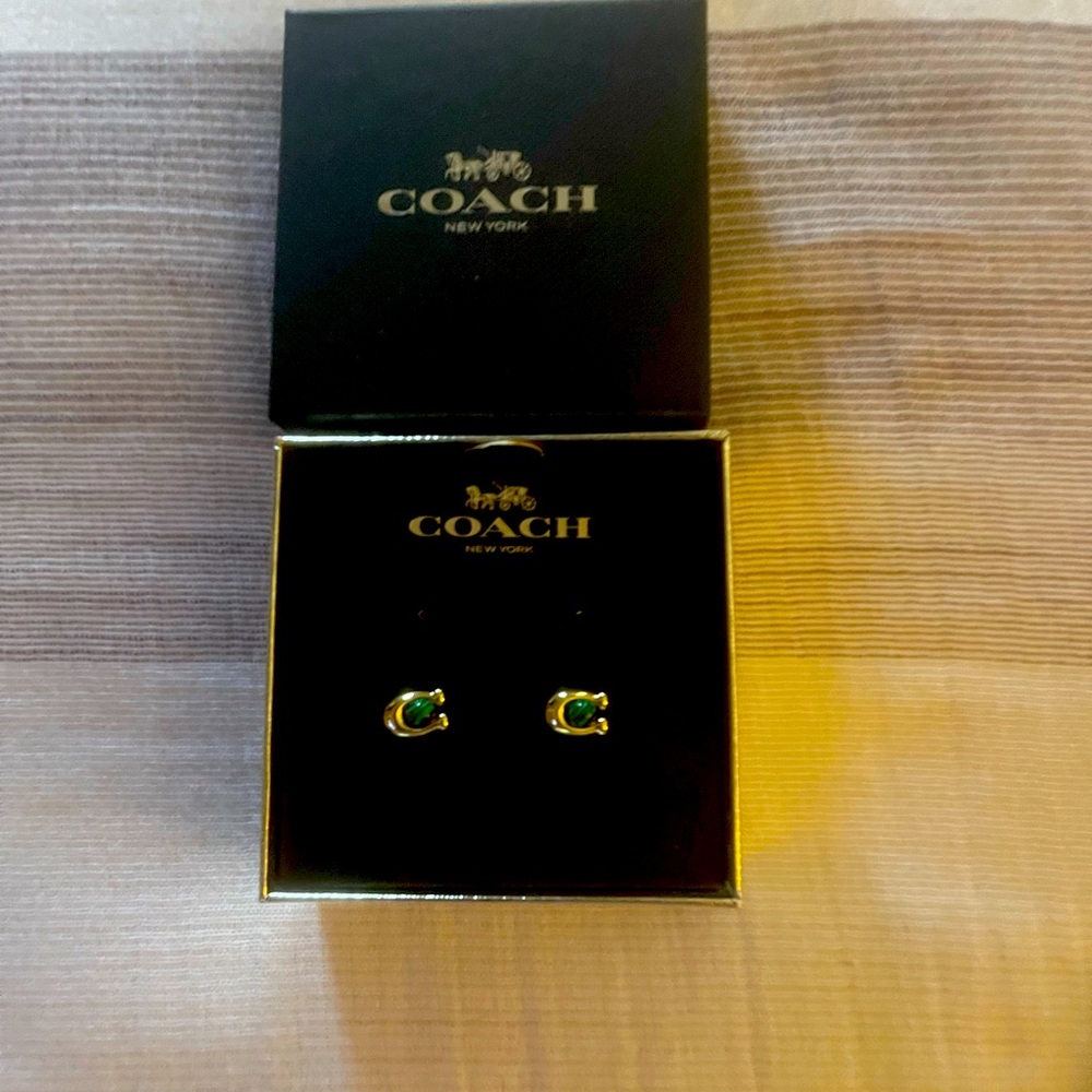 Coach Gold and Green Earrings